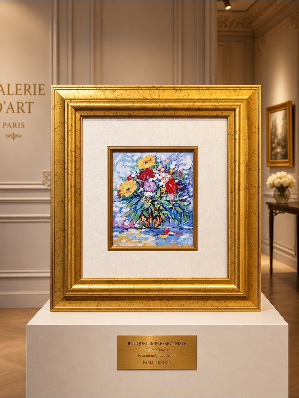 Gold-Framed Floral seriolithograph by Dani SHKELQIM